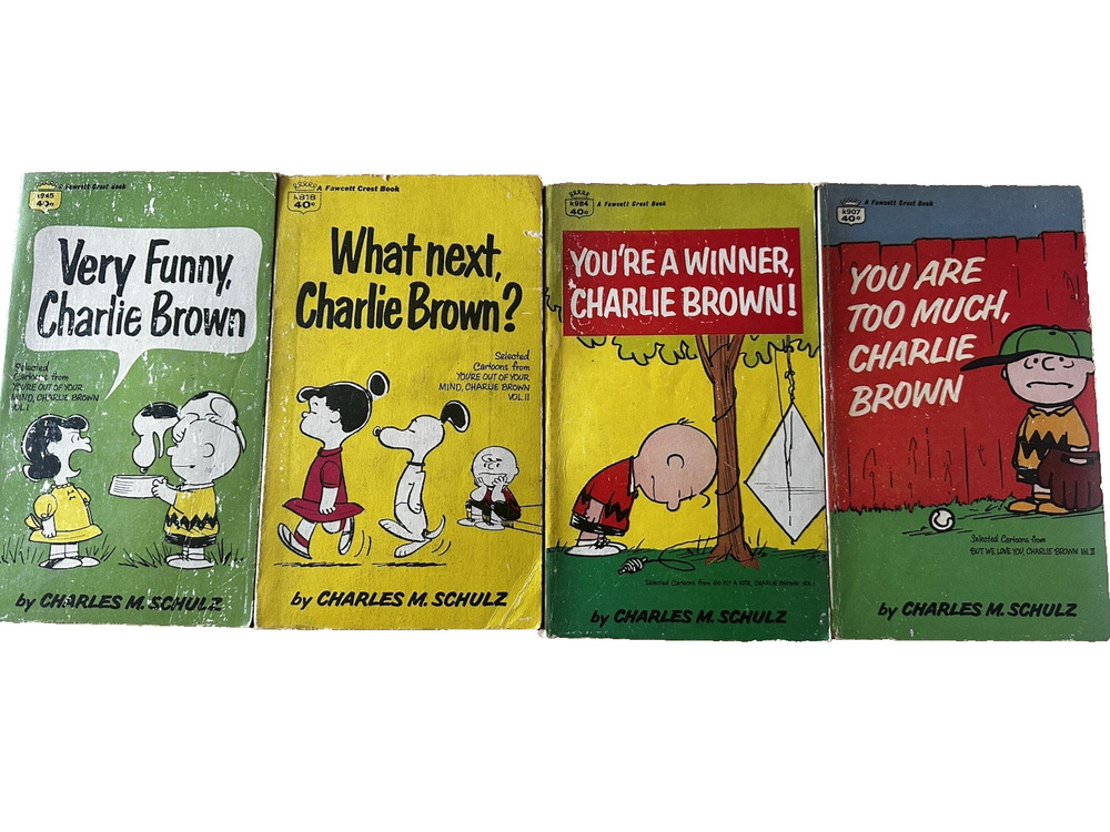 Peanuts Charlie Brown Comic/Cartoon PB Book Lot 4 1967 Charles M Schulz VTG